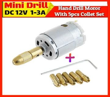 Mini Electric Hand Drill Set 12V Motor With 5pcs 0.5-3.0mm Drill Collet set