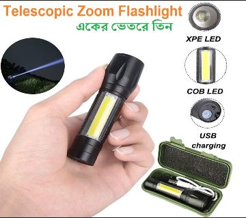 Rechargeable mini flash Torch light Telescopic zoom flash light
