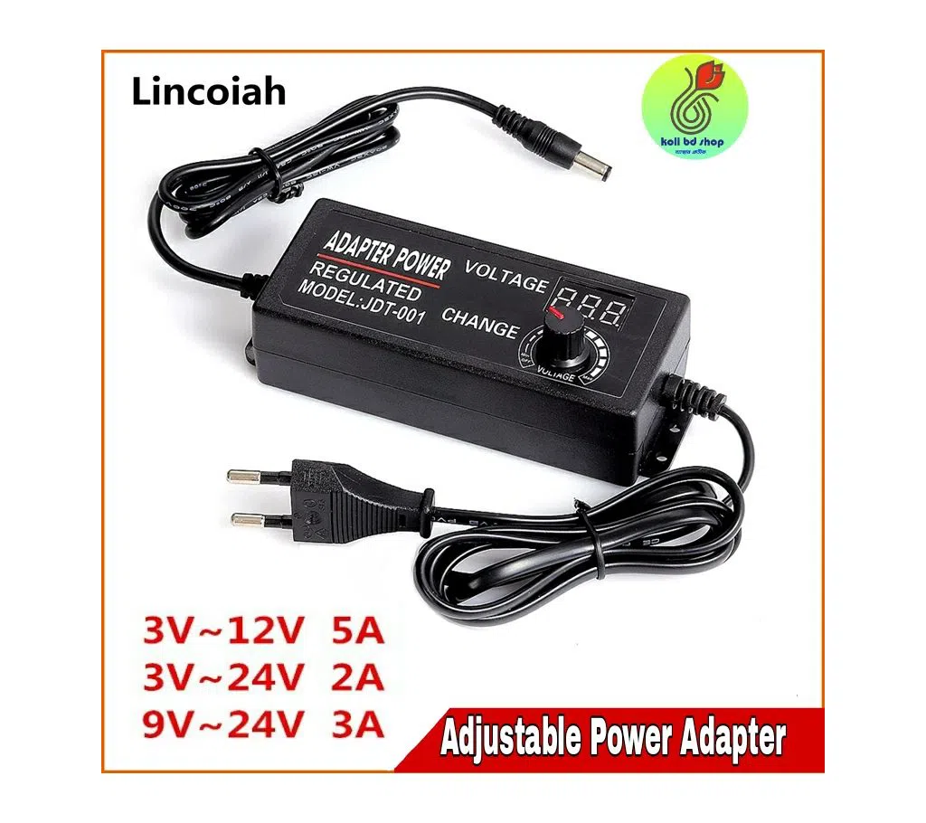 Adjustable Power Adapter AC to DC 3V- 9V-12V -24V adapter with display screen voltage Regulated Adjustable power supply adatpor