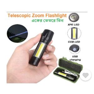 Rechargeable Mini Flash Torch Light Telescopic Zoom Flash Light
