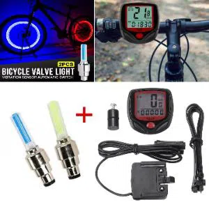 Bicycle Speedometer with 2 Piece Bicycle Wheel Lights - Different Colors