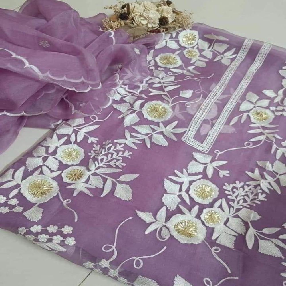 Pure Muslin Fully Matching Embroidery Kamiz Suit