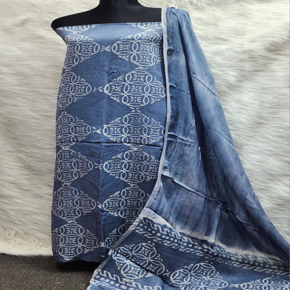 Premium Quality Cotton Silk Tie-Dye Unstitched Two Piece
