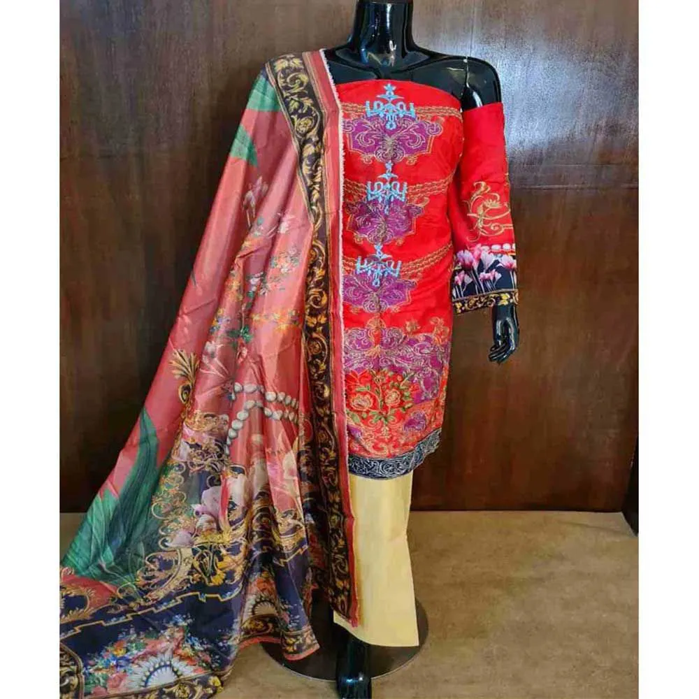 Unstitched Shahzadi Boutique Red Dress