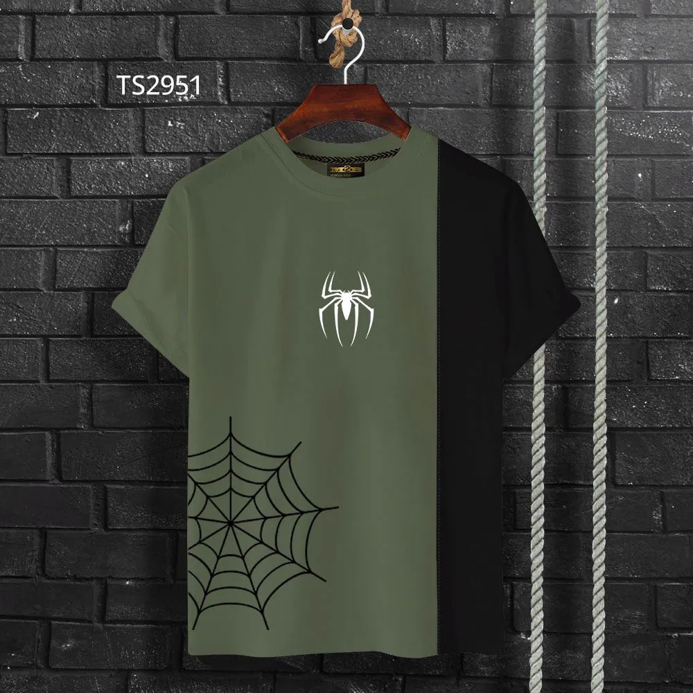 Spider Web Half Sleeve Cotton T-Shirt