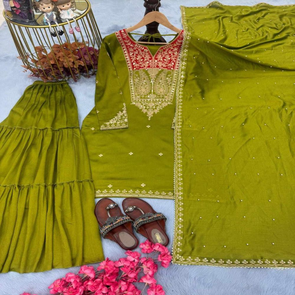 Premium Designer Readymade Top Sarara Palazzo & Dupatta Collection 
