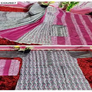 Couple Dhupian silk saree without blouse piece and Silk panjabi 