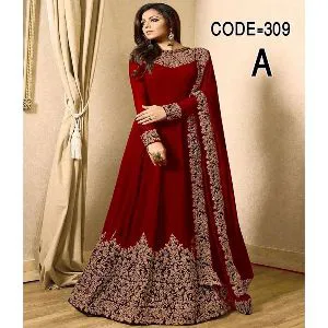 unstitched Soft Georgette embroidery Gown 