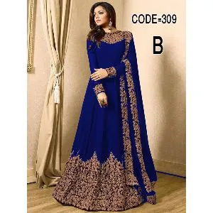unstitched Soft Georgette Embroidery Gown 