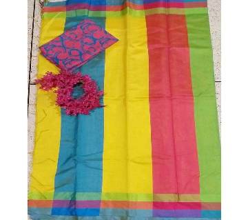 Colorful Tosor half silk saree with blouse piece 