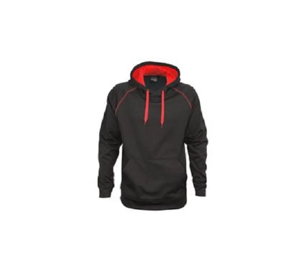Cotton Long sleeve Hoodies for Man Black-Red color