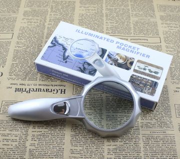 4X 75mm Hand-held Magnifiers with 6 LED Umbrella-type ম্যাগনিফায়ার লেন্স Illuminated পকেট ম্যাগনিফায়ার 