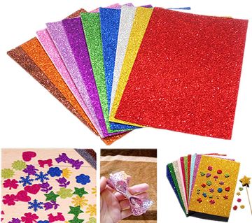 ক্রাফট ফোম SELF ADHESIVE Glitter Foam Sheets A4 Pack of 10 Assorted