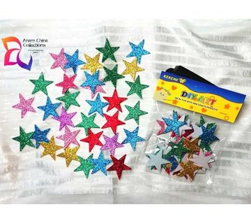 Self Adhesive স্টার স্টিকারস, Foam Glitter Colorful Star Shaped Wall Stickers ১ প্যাকেট