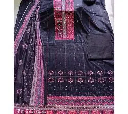 Unstitched soft cotton salwar kameez for women black 