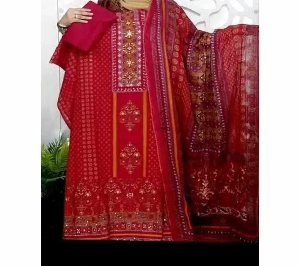 Unstitched soft cotton salwar kameez for women maroon 