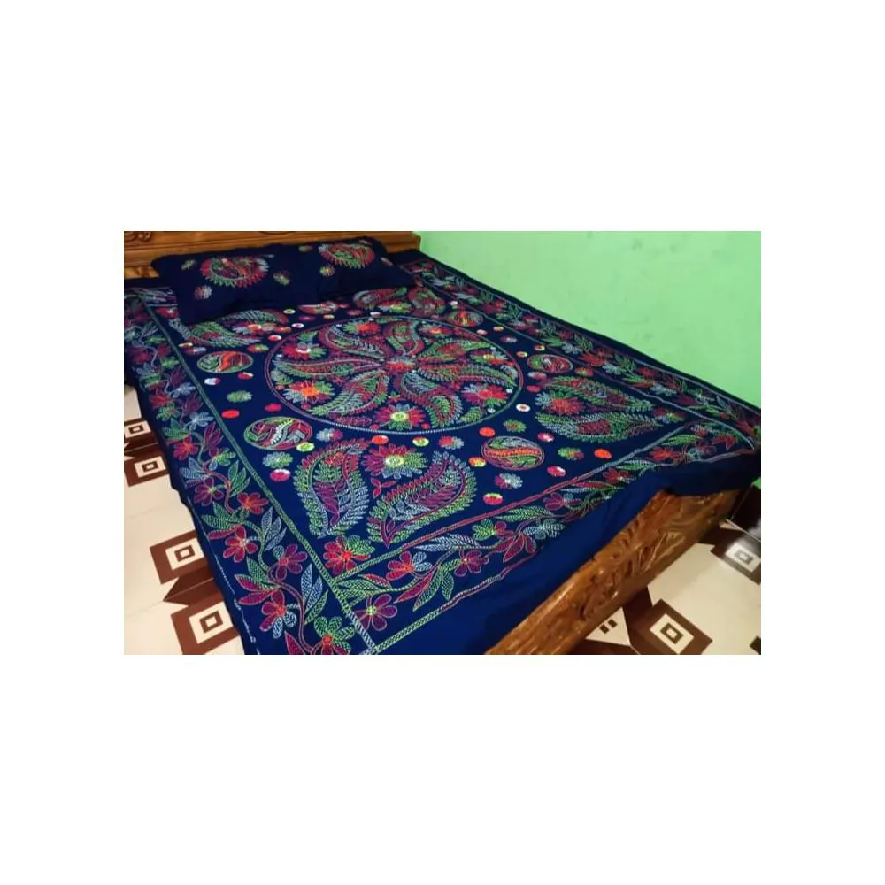 Twill Cotton Nakshi Double Bed Sheet Set