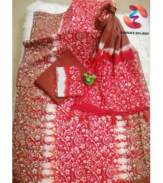Unstitched cotton salwar kameez Red 