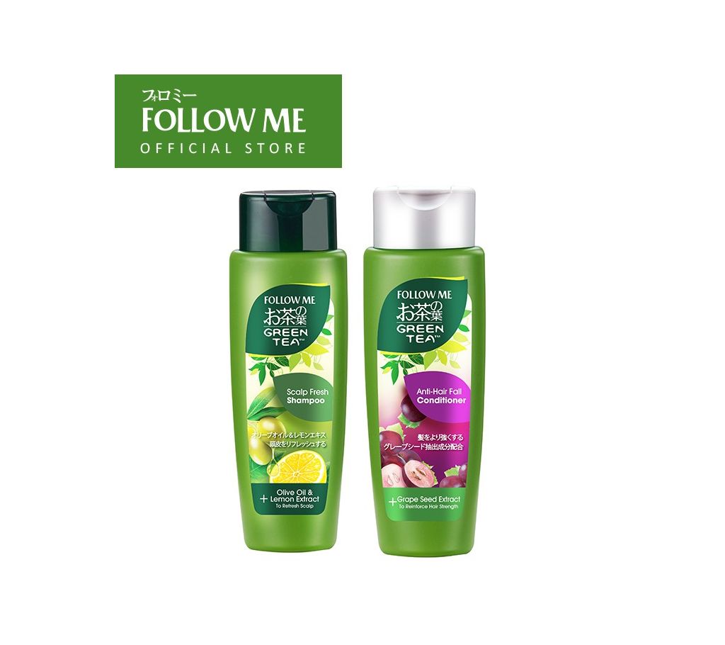 Follow me green tea scalp fresh শ্যাম্পু এন্ড কন্ডিশনার (with olive oil & lemon extract) 320 ml-Malaysia বাংলাদেশ - 1149803