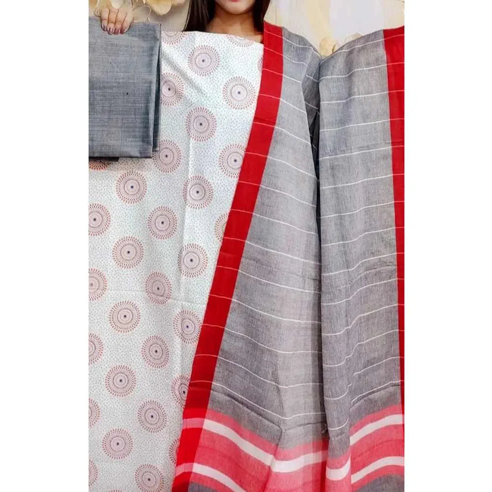 Unstitched Slab Cotton Skin Print Three Piece For Woman-Eid Collection-14