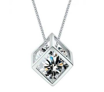 silver cube pendant love square necklaces
