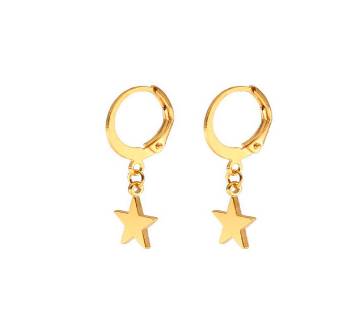 gold plated star circular earrings.