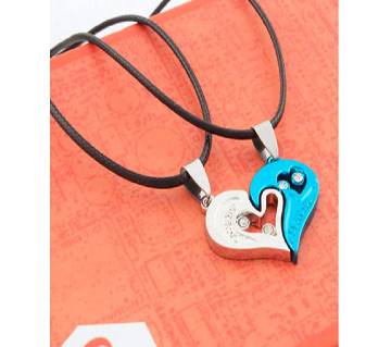 sky blue and silver color couple necklaces lovers gifts.