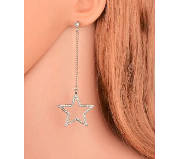 star drop silver color earrings.