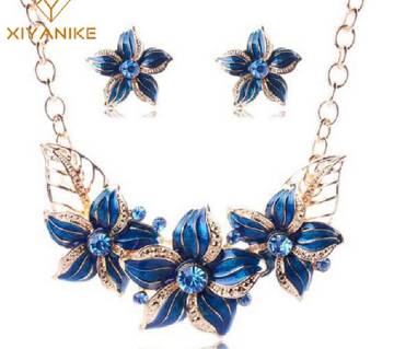 crystal blue flower jewelry sets.