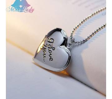 silver color i love u pendent necklaces for women 