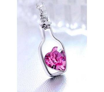 Mesenta color bottle drift heart shaped pendant necklaces for women 