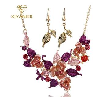 Multicolor party necklaces and earrings for women 