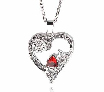 Silver color heart shaped pendant necklaces for women 