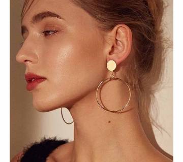 gold color silver plated Big round geometric earrings for women 