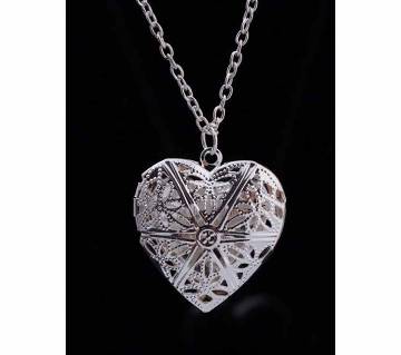 Hollow heart love pendant silver color necklaces for women 
