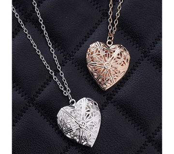 2 pisces silver and gold color hollow heart love pendant necklaces for women 