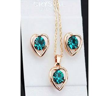 Green color heart shaped  jewelry set