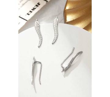 silver color feather like stud earrings  for women 