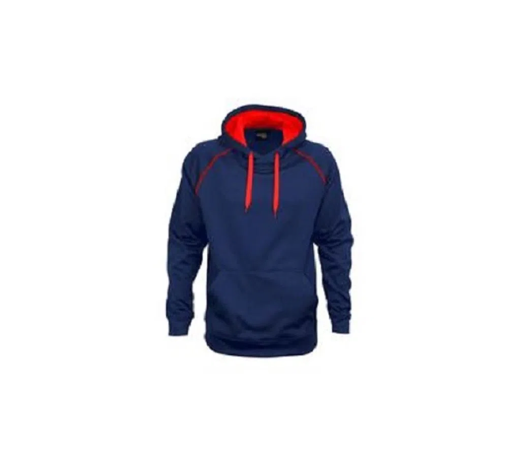 Cotton long sleeve Hoodies for Men Blue- Red color
