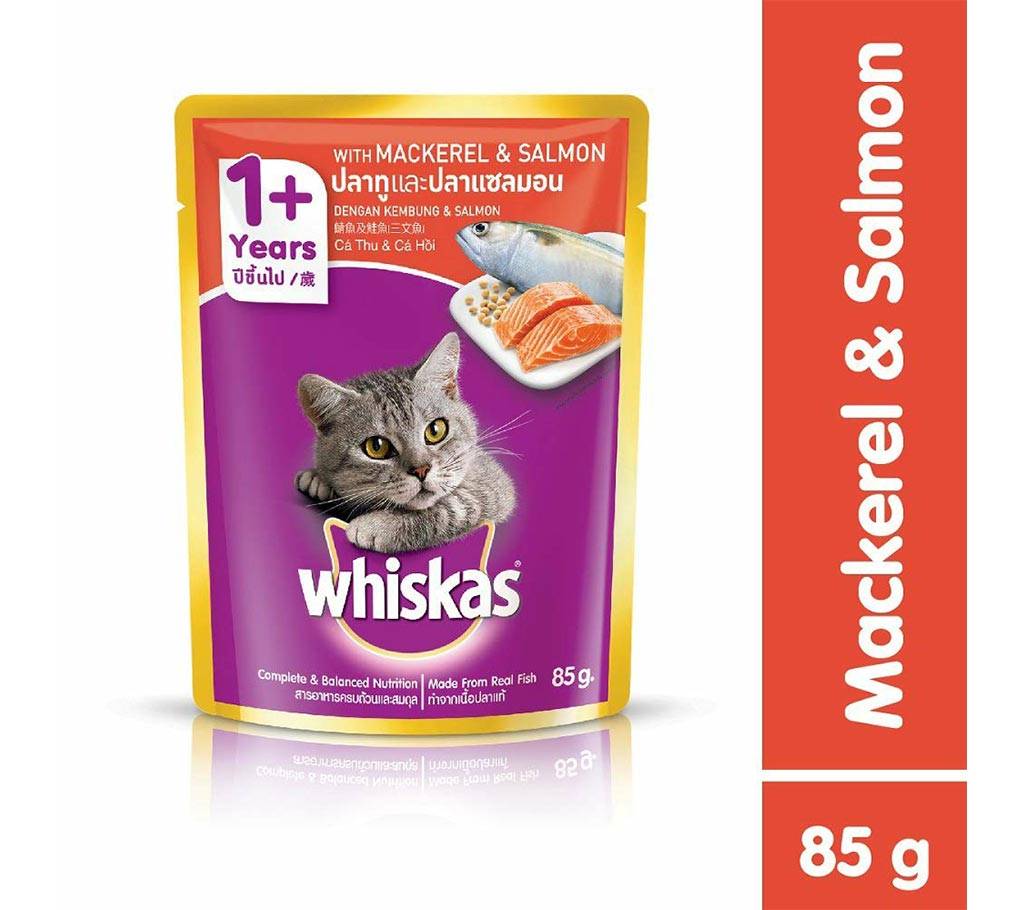 Whiskas ক্যাট ফুড Mackerel & Salmon 85g-(5% VAT Included on Price)-2811664 বাংলাদেশ - 1145009