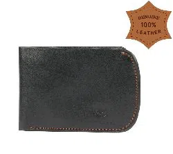 Mens Round Cut Short Folding Plain Wallet-Black 