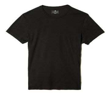 Cotton Round Neck Short Sleeve Men T Shirt - Black 
