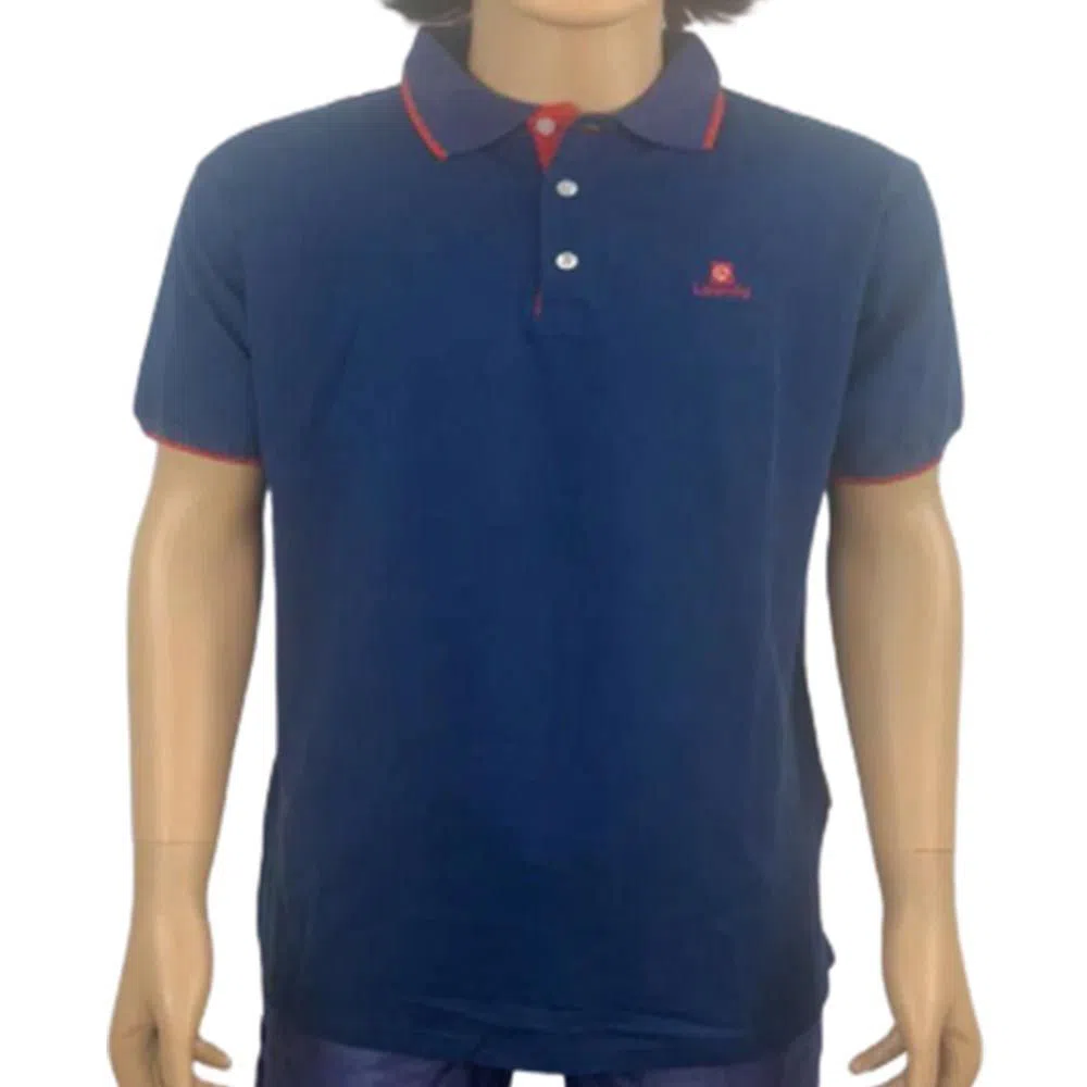 100% Cotton Export Quality Polo Neck Short Sleeve Men Embroidery Shirt-blue 