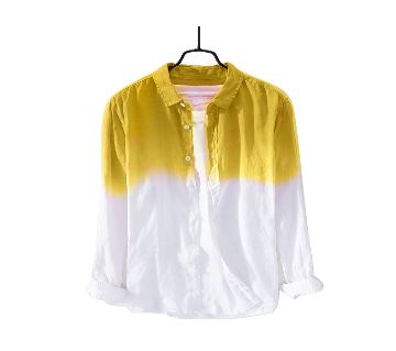 Waazir Lifestyle Pure cotton deep duying Shirt For Men -Yellow white 