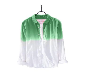  Waazir Lifestyle Pure cotton deep duying Shirt For Men-green white 