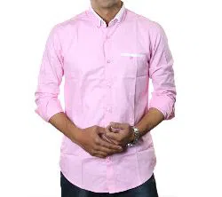Pink Long Sleeve Casual Shirt For Men-PCS - 4002