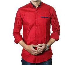 Maroon Long Sleeve Casual Shirt For Men-PCS - 4003