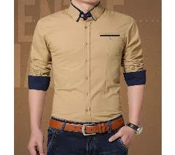 Brown Long Sleeve Casual Shirt for Men