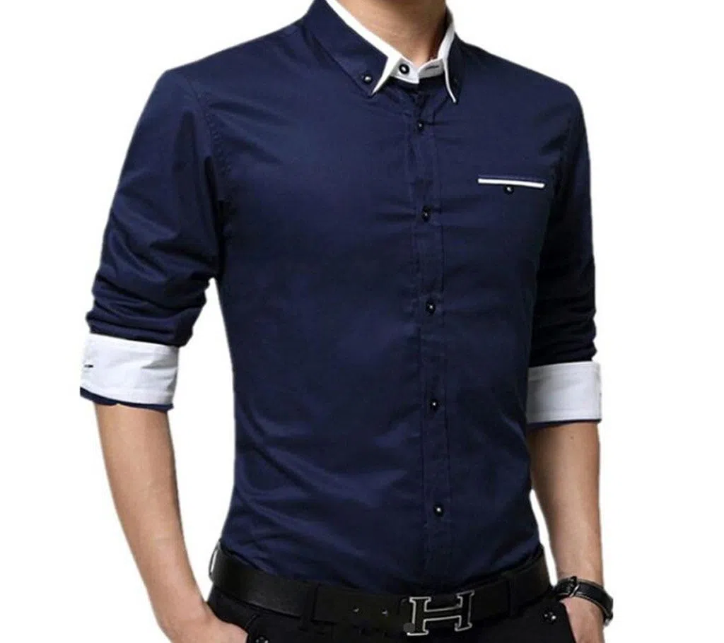 2020 Navy Long Sleeve Casual Shirt for Men