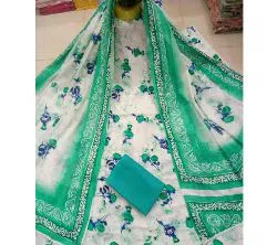 Pest Unstitched Adi Cotton Deshi Boutiques Screen Print Three Piece Salwar Kameez for Women ( 3 Piece)